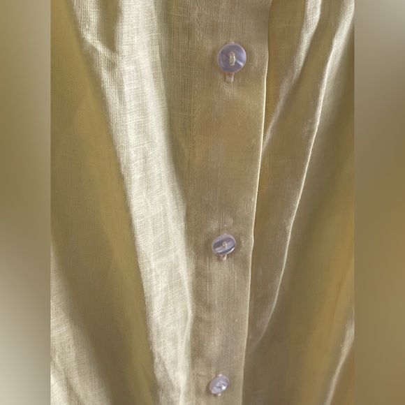 NWOT Sleeper Women's Yellow Linen Button Front Self-Tie Brigitte Dress Size S - Picture 5 of 11